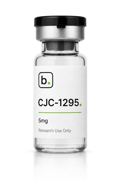 CJC-1295 peptide vial, 5mg / 3ml research-grade lyophilised powder, made and tested in the UK