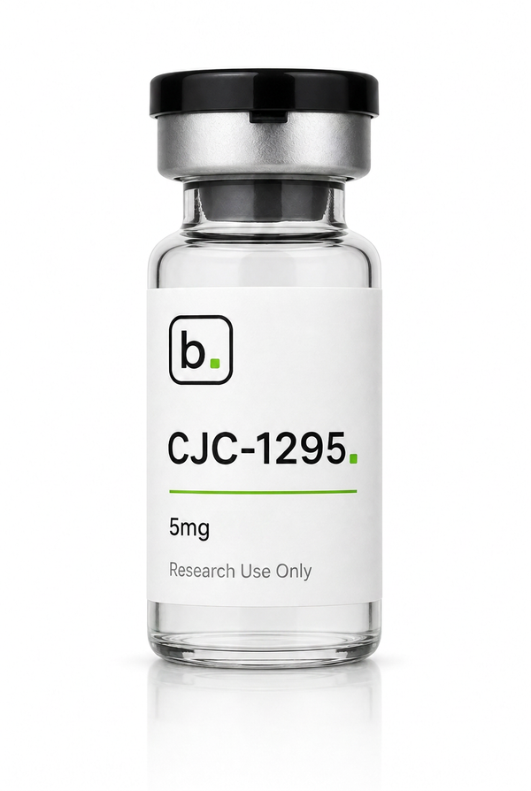 CJC-1295 peptide vial, 5mg / 3ml research-grade lyophilised powder, made and tested in the UK