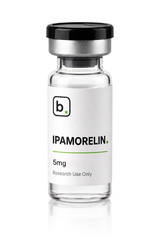 Ipamorelin peptide vial, 10mg / 5ml research-grade lyophilised powder, made and tested in the UK