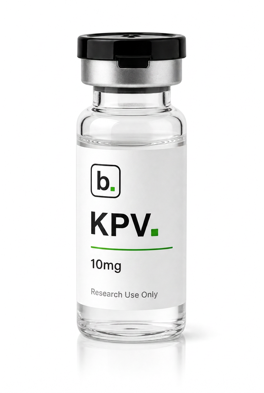KPV peptide vial, 10mg / 5ml research-grade lyophilised powder, made and tested in the UK