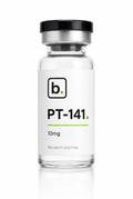 PT-141 bremelanotide peptide vial, 10mg / 5ml research-grade lyophilised powder, made and tested in the UK
