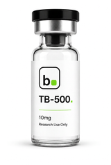 TB-500 peptide vial, 10mg / 5ml research-grade lyophilised powder, made and tested in the UK